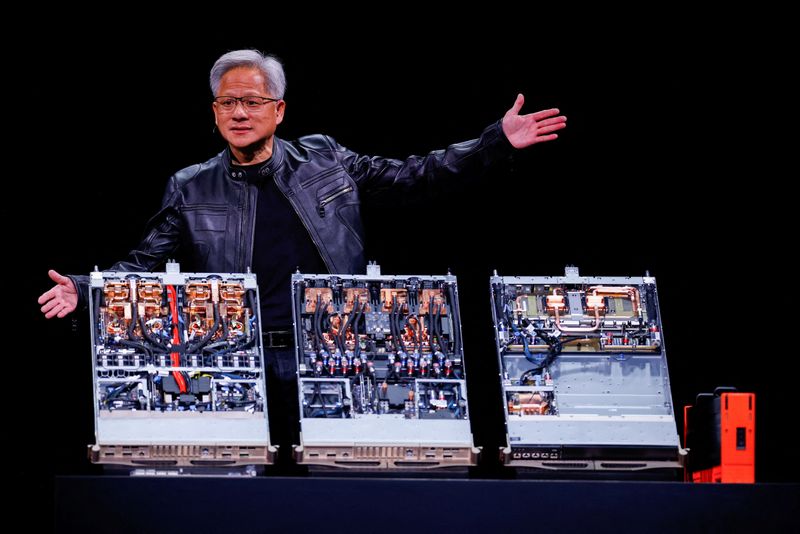 &copy; Reuters. CEO da Nvidia, Jensen Huang, discursa na Computexn19/05/2025nREUTERS/Ann Wang