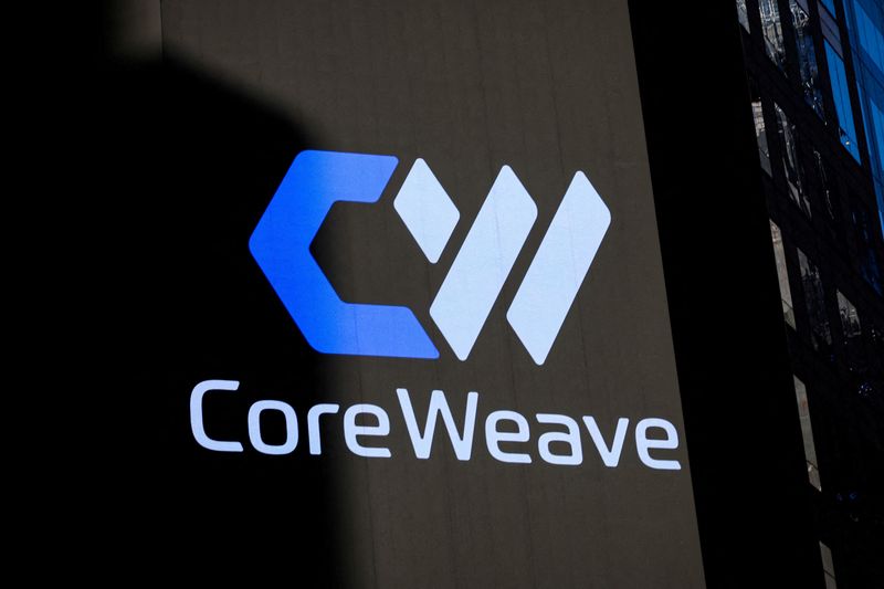 &copy; Reuters. Logo da CoreWeave em Nova Yorkn28/3/2025 REUTERS/Brendan McDermid/Arquivo