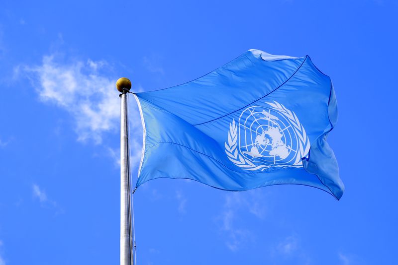 &copy; Reuters. FILE PHOTO: The United Nations flag is seen during the 74th session of the United Nations General Assembly at U.N. headquarters in New York City, New York, U.S., September 24, 2019. REUTERS/Yana Paskova/ File Photo