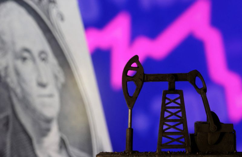 &copy; Reuters. FILE PHOTO: Oil pump jack is seen in front of displayed U.S. dollar banknote and a stock graph in this illustration taken, October 8, 2023. REUTERS/Dado Ruvic/Illustration/ File Photo