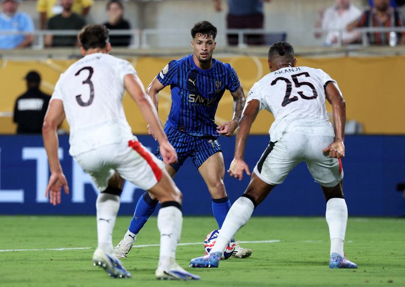 &copy; Reuters. Marcos Leonardo em jogo do Al Hilal contra o Manchester Cityn 30/6/2025     IMAGN IMAGES via Reuters/Nathan Ray Seebeck