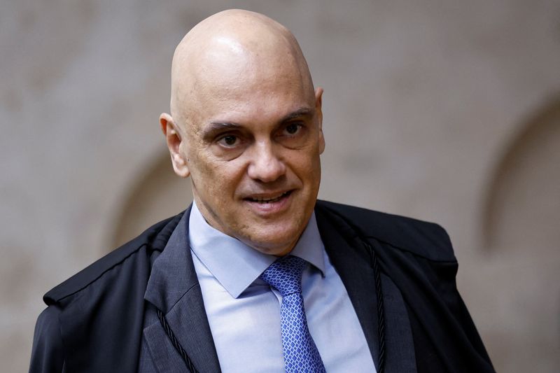 &copy; Reuters. Ministro do Supremo Tribunal Federal Alexandre de Moraes durante sessão da corte, em Brasílian27/11/2024nREUTERS/Adriano Machado