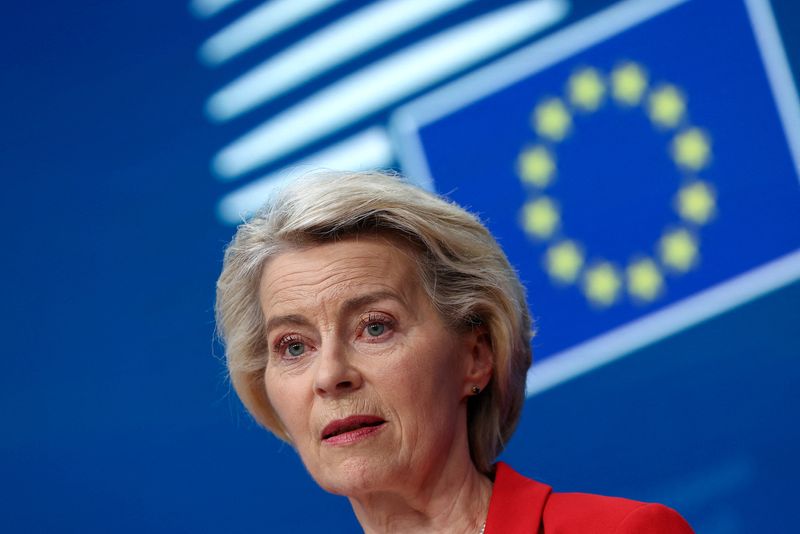 &copy; Reuters. Presidente da Comissão Europeia, Ursula von der Leyen, durante entrevista coletiva em Bruxelasn26/06/2025 REUTERS/Yves Herman