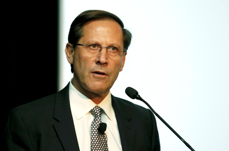 &copy; Reuters. FILE PHOTO: Group CEO of Antofagasta Minerals, Ivan Arriagada speaks during the CRU's World Copper Conference in Santiago, Chile  April 9, 2019. REUTERS/Rodrigo Garrido/File Photo