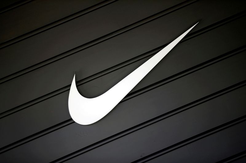 &copy; Reuters. FILE PHOTO: The logo of Nike is seen in Los Angeles, California, U.S., April 12, 2016.  REUTERS/Lucy Nicholson/File Photo