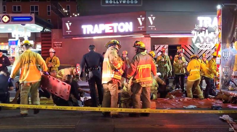 At least 30 hurt after car hits crowd outside Los Angeles club, fire department says