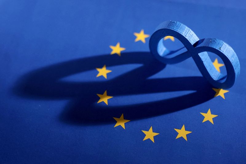 &copy; Reuters. FILE PHOTO: EU flag and Meta logo are seen in this illustration taken, May 22, 2023. REUTERS/Dado Ruvic/Illustration/File Photo