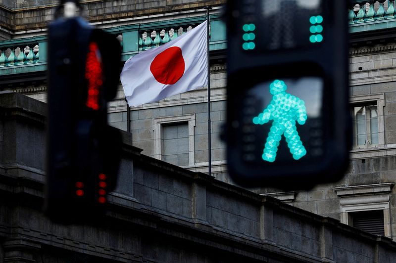 &copy; Reuters. Bandeira do Japão no prédio do banco central em Tóquion23/01/2025.  REUTERS/Issei Kato/File Photo