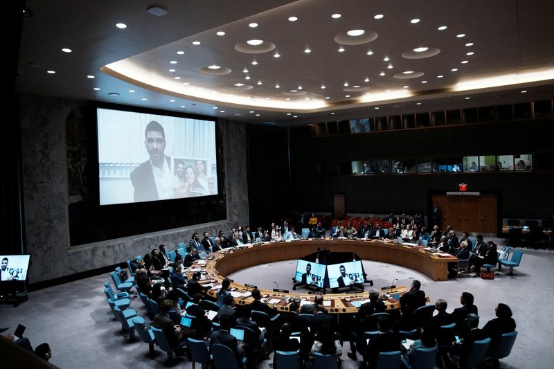 &copy; Reuters. Conselho de Segurança da ONU se reúne para discutir sobre Israel e palestinos, em Nova Yorkn05/08/2025nREUTERS/Eduardo Munoz