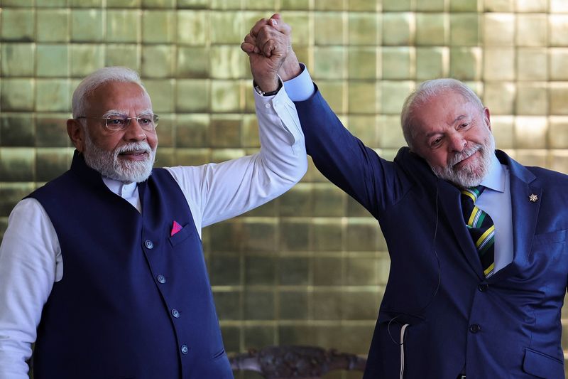 &copy; Reuters. Lula e Modi se reuniram em Brasília em julhon08/07/2025nREUTERS/Adriano Machado