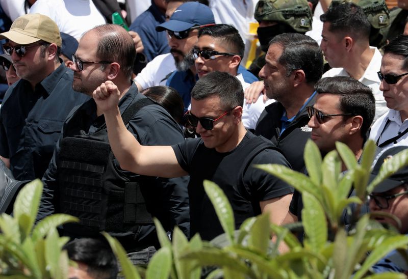 Ecuador's President Noboa marches against suspension of security measures