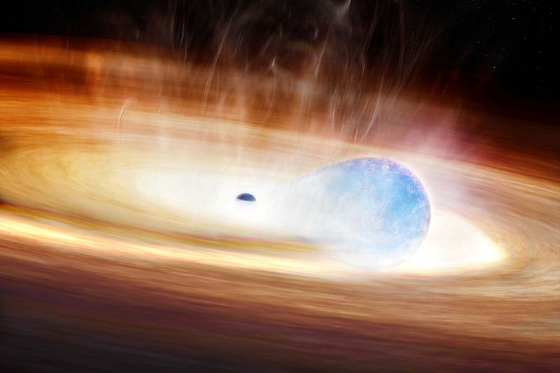 &copy; Reuters. Concepção artística mostra uma estrela maciça sendo esticada pelas forças gravitacionais de um buraco negro próximo antes da explosão de uma supernovanMelissa Weiss/Center for Astrophysics | Harvard & Smithsonian (CfA)/Divulgação via REUTERS