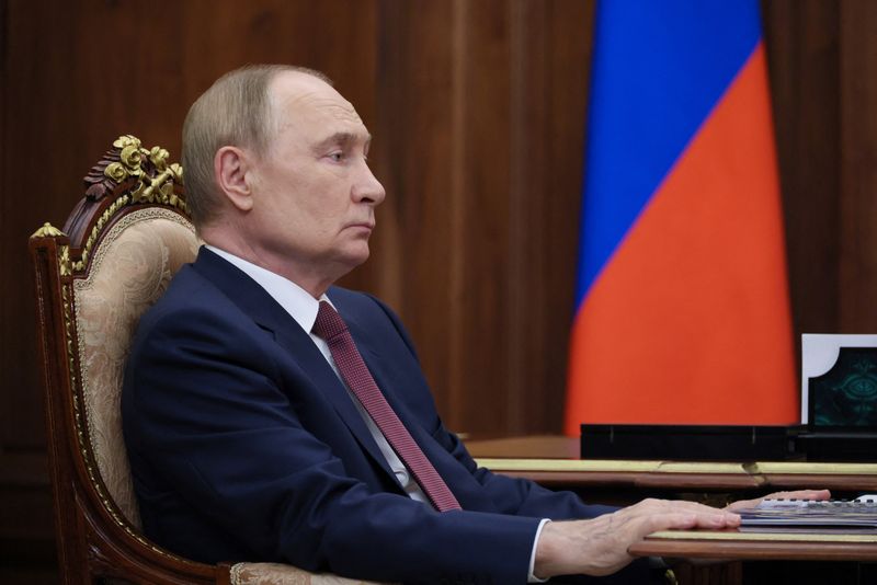&copy; Reuters. Presidente russo, Vladimir Putinn18/08/2025nSputnik/Vyacheslav Prokofyev/Pool via REUTERS
