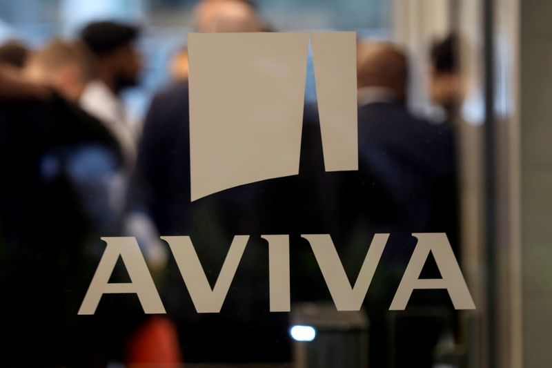 &copy; Reuters. FILE PHOTO: An Aviva logo on the window of the company's head office in the city of London, Britain March 7, 2019. REUTERS/Simon Dawson