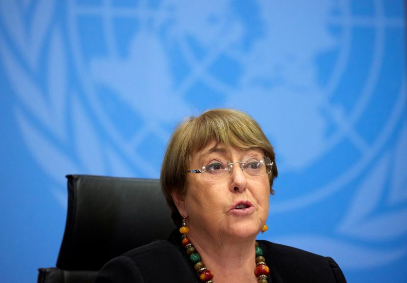 &copy; Reuters. FILE PHOTO: U.N. High Commissioner for Human Rights Michelle Bachelet attends a news conference at the European headquarters of the United Nations in Geneva, Switzerland, December 9, 2020. REUTERS/Denis Balibouse