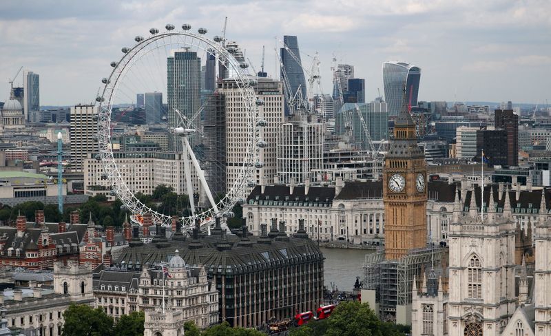 &copy; Reuters. FILE PHOTO: The London Eye, the Big Ben clock tower and the City of London financial district are seen from the Broadway development site in central London, Britain, August 23, 2017. REUTERS/Hannah McKay/File Photo