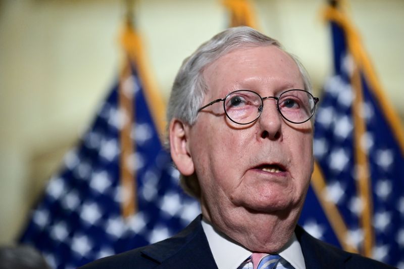 &copy; Reuters. FILE PHOTO: U.S. Senate Minority Leader Mitch McConnell (R-KY) speaks during a news conference with fellow Republican senators on Capitol Hill in Washington, U.S., May 25, 2021. REUTERS/ERIN SCOTT
