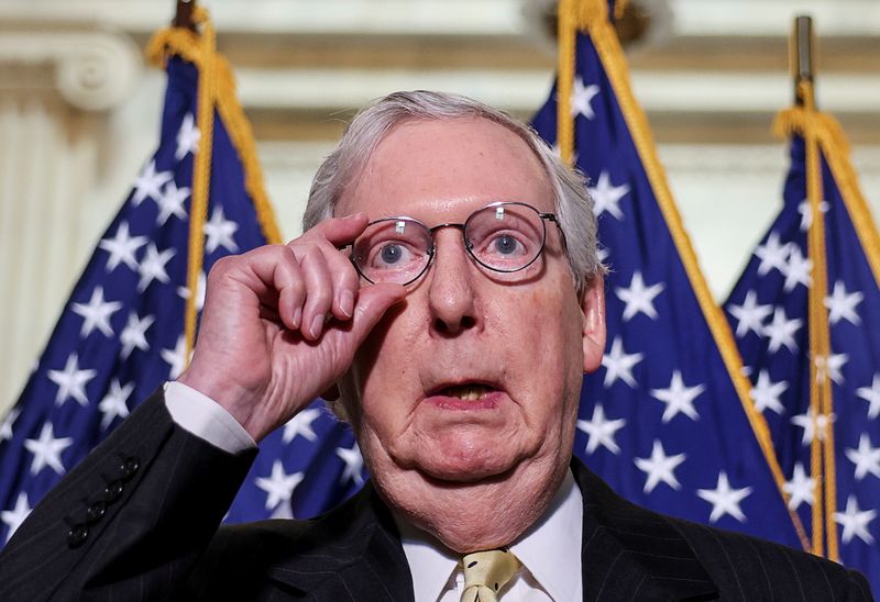 &copy; Reuters. Líder republicano do Senado dos Estados Unidos,  Mitch McConnell no Congresso 
 18/5/2021 REUTERS/Evelyn Hockstein