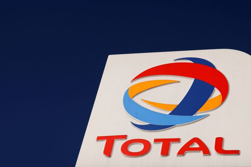 &copy; Reuters. FILE PHOTO: The logo of French oil and gas company Total is seen at a petrol station in Neuville Saint Remy, France, October 1, 2020. REUTERS/Pascal Rossignol/File Photo
