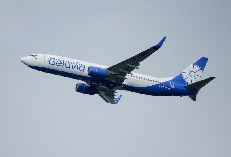 &copy; Reuters. A Boeing 737-800 plane of Belarusian state carrier Belavia takes off at the Domodedovo Airport outside Moscow, Russia May 28, 2021.  REUTERS/Maxim Shemetov