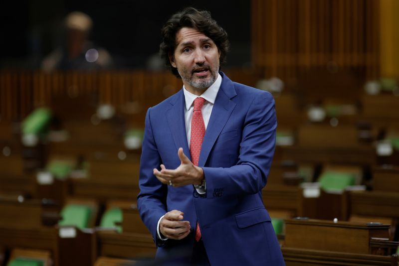 &copy; Reuters. رئيس الوزراء الكندي جاستن ترودو يتحدث في البرلمان في اوتاوا يوم 25 مايو ايار 2021. تصوير: بلير جابل - رويترز. 
