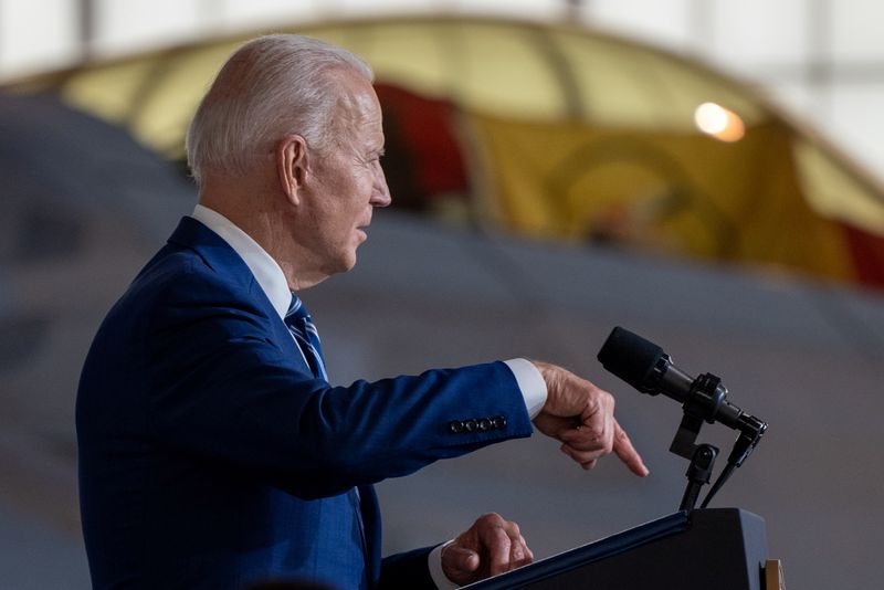 &copy; Reuters. U.S. President Joe Biden delivers remarks at Joint Base Langley-Eustis in Hampton, Virginia, U.S. May 28, 2021. REUTERS/Ken Cedeno