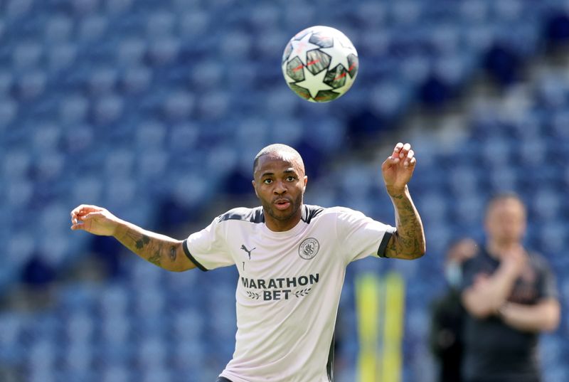 &copy; Reuters. Soccer Football - Champions League - Manchester City Training - Estadio do Dragao, Porto, Portugal - May 28, 2021 Manchester City's Raheem Sterling during training REUTERS/Carl Recine