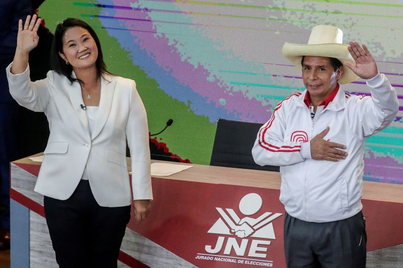 &copy; Reuters. Candidatos à Presidência do Peru Keiko Fujimori e Pedro Castillo
30/05/2021
REUTERS/Sebastian Castaneda