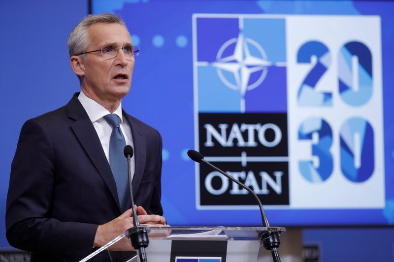 &copy; Reuters. NATO Secretary-General Jens Stoltenberg gives a news conference ahead of video conference with foreign and defence ministers, at the Alliance's headquarters in Brussels, Belgium May 31, 2021. Olivier Hoslet/Pool via REUTERS