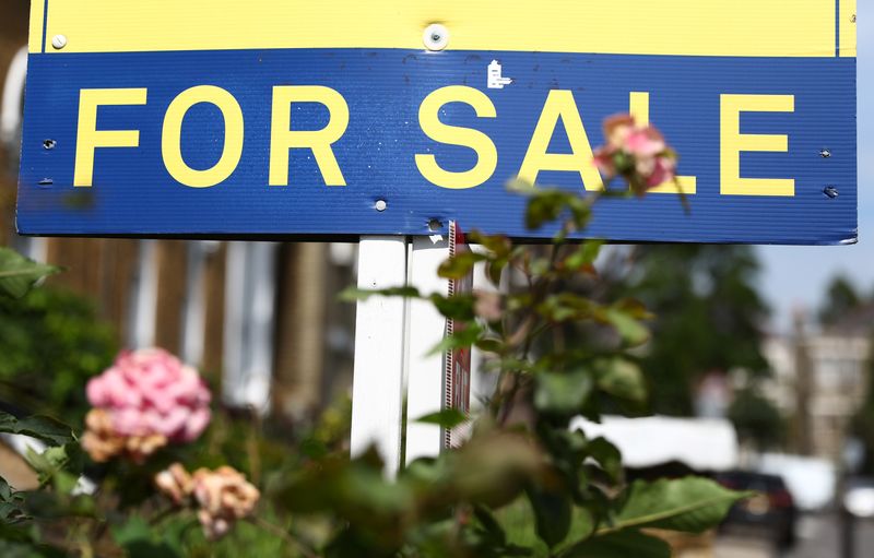 &copy; Reuters. FILE PHOTO: An estate agent board is displayed outside a property in London, Britain July 7, 2017. REUTERS/Neil Hall