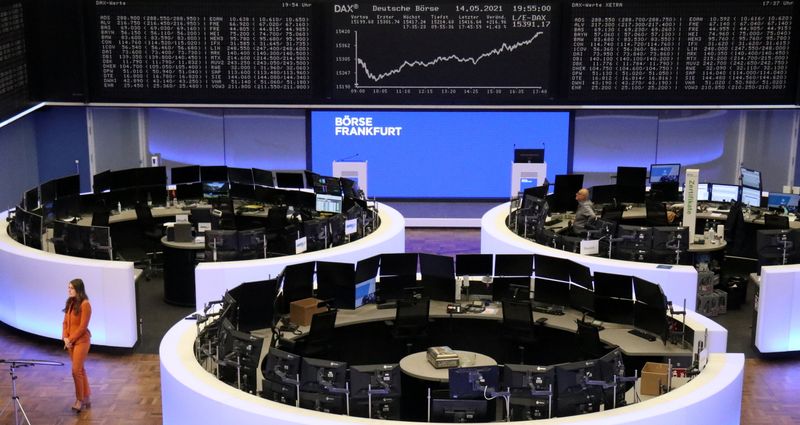 &copy; Reuters. The German share price index DAX graph is pictured at the stock exchange in Frankfurt, Germany, May 14, 2021.    REUTERS/Staff