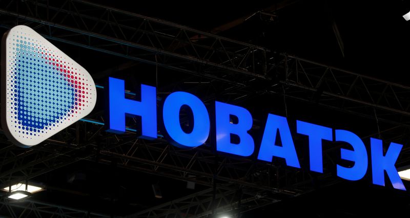 &copy; Reuters. The logo of Russian gas producer Novatek  is seen on a board at the St. Petersburg International Economic Forum (SPIEF), Russia, June 6, 2019. REUTERS/Maxim Shemetov