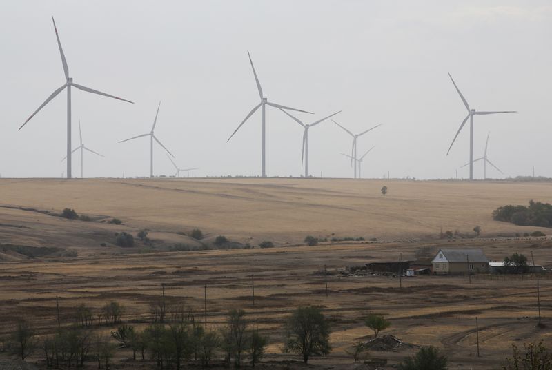 &copy; Reuters. Wind turbines are seen outside the town of Kamensk-Shakhtinsky in Rostov region, Russia September 28, 2020. Picture taken September 28, 2020. REUTERS/Anton Vaganov