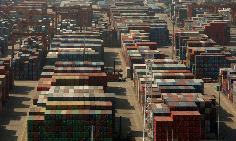 &copy; Reuters. FILE PHOTO: Containers are seen at Phases I and II of the Yantian International Container Terminal (YICT) in the southern Chinese city of Shenzhen in Guangdong province November 25, 2008.  REUTERS/Bobby Yip/File Photo