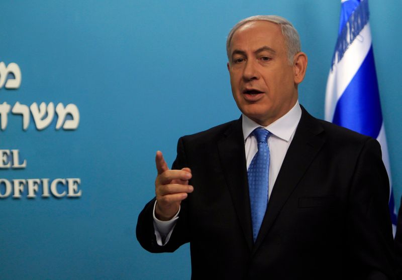 © Reuters. بنيامين نتنياهو رئيس الوزراء الإسرائيلي خلال مؤتمر صحفي في القدس بصورة من أرشيف رويترز.