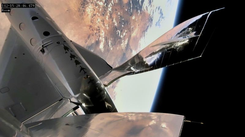 &copy; Reuters. FILE PHOTO: Virgin Galactic's VSS Unity, piloted by CJ Sturckow and Dave Mackay, is seen in a still image from video during its first manned spaceflight after being released from its mothership, VMS Eve, from Spaceport America, New Mexico, U.S. May 22, 20