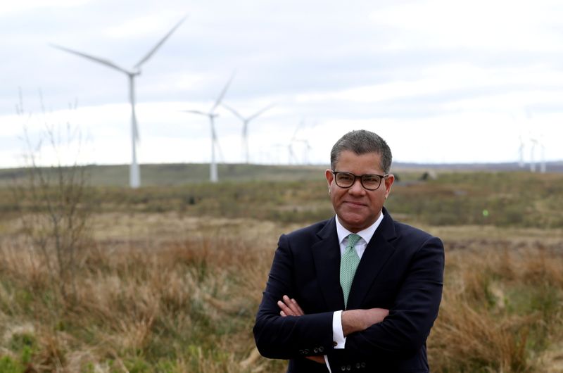 &copy; Reuters. FILE PHOTO: COP26 President Alok Sharma attends an event at Whitelee Windfarm, just outside Glasgow, Scotland, Britain, May 14, 2021. REUTERS/Russell Cheyne/Pool/File Photo