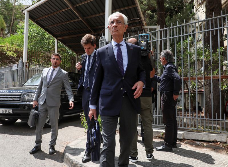 &copy; Reuters. Jean Yves Le Borgne and Jean Tamalet, lawyers of fugitive former car executive Carlos Ghosn, walk out of the Justice Palace in Beirut, Lebanon June 4, 2021. REUTERS/Mohamed Azakir