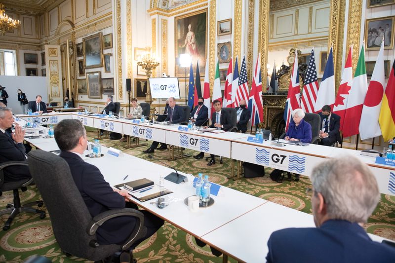 &copy; Reuters. FILE PHOTO: Britain's Chancellor of the Exchequer Rishi Sunak speaks at a meeting of finance ministers from across the G7 nations ahead of the G7 leaders' summit, at Lancaster House in London, Britain June 4, 2021. Stefan Rousseau/PA Wire/Pool via REUTERS