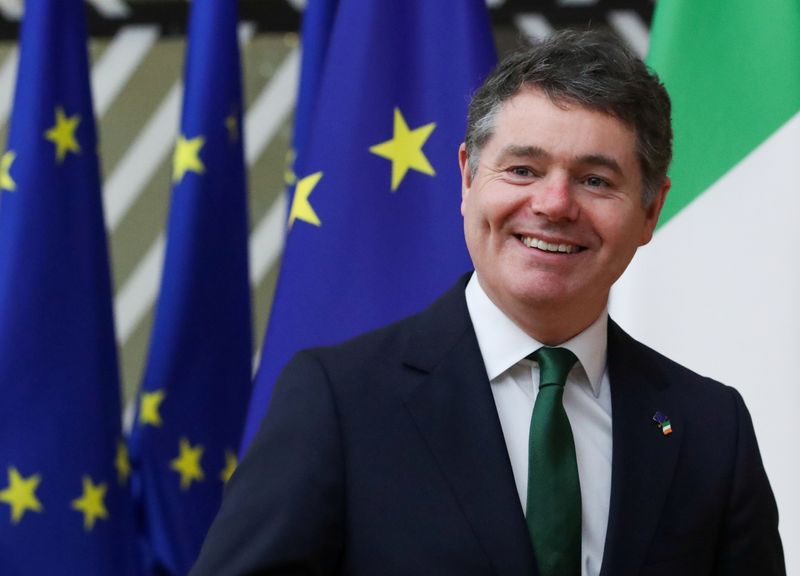 &copy; Reuters. FILE PHOTO: Irish Finance Minister and President of the Eurogroup Paschal Donohoe arrives at the EU council headquarters in Brussels, Belgium February 22, 2021. REUTERS/Yves Herman/Pool/File Photo