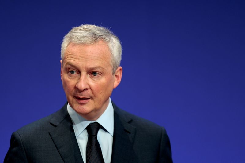 &copy; Reuters. FILE PHOTO: French Economy and Finance Minister Bruno Le Maire attends a news conference for the launching of the 2020 income tax campaign at the Bercy Finance Ministry in Paris, France, April 8, 2021. REUTERS/Sarah Meyssonnier