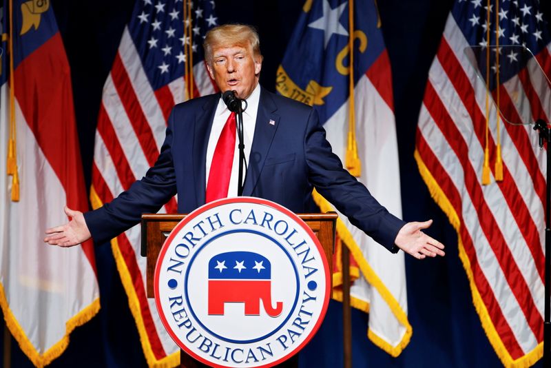 &copy; Reuters. Former U.S. President Donald Trump speaks at the North Carolina GOP convention dinner in Greenville, North Carolina, U.S. June 5, 2021.  REUTERS/Jonathan Drake