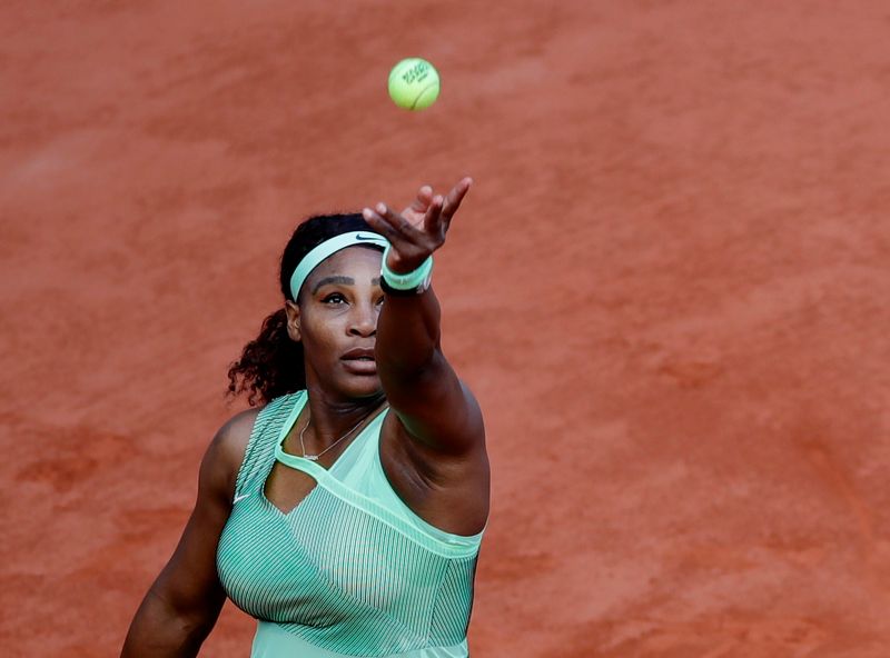 &copy; Reuters. Tennis - French Open - Roland Garros, Paris, France - June 6, 2021 Serena Williams of the U.S. in action during her fourth round match against Kazakhstan's Elena Rybakina REUTERS/Sarah Meyssonnier