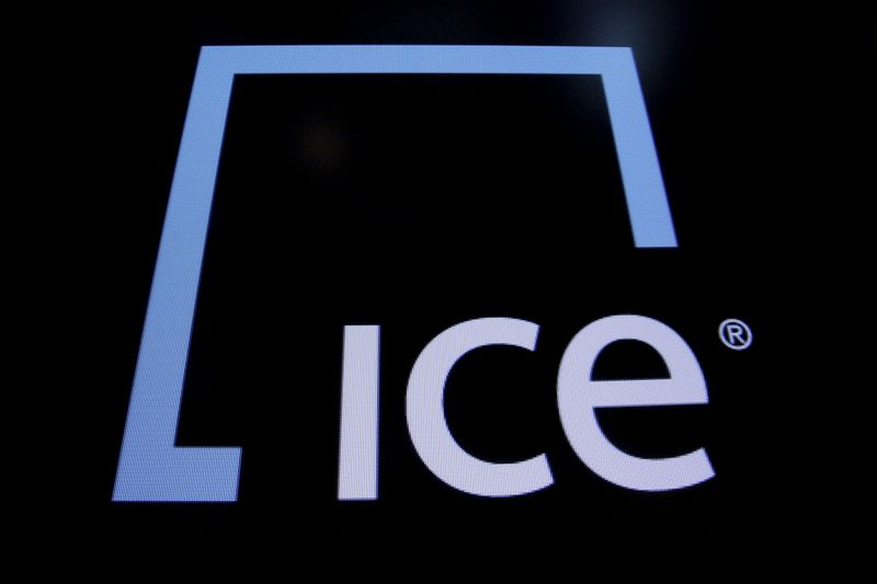 &copy; Reuters. FILE PHOTO: A screen displays the ticker symbol and logo for Intercontinental Exchange Inc. (ICE) on the floor of the New York Stock Exchange (NYSE) March 1, 2016. REUTERS/Brendan McDermid