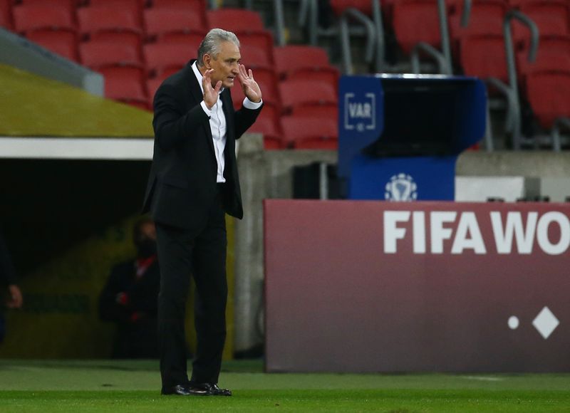 &copy; Reuters. Tite em jogo do Brasil contra o Equador
 4/6/2021    REUTERS/Diego Vara