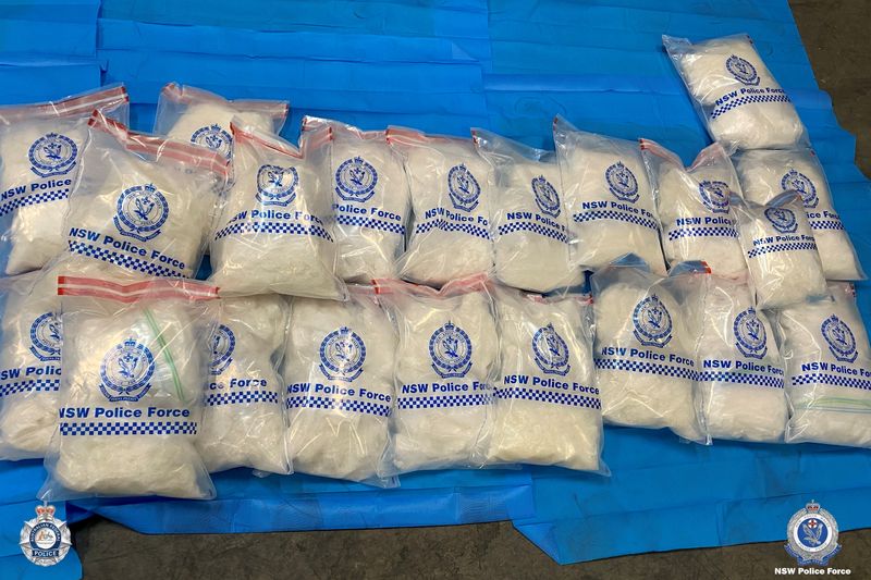 &copy; Reuters. Narcotics seized by Australian Federal Police are seen after its Operation Ironside against organised crime in this undated handout photo released June 8, 2021.   Australian Federal Police/Handout via REUTERS  
