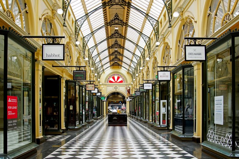 &copy; Reuters. FILE PHOTO:  Shops available for lease are seen in an empty shopping arcade on the first day of a five-day lockdown implemented in the state of Victoria in response to the coronavirus disease (COVID-19) outbreak in Melbourne, Australia, February 13, 2021.