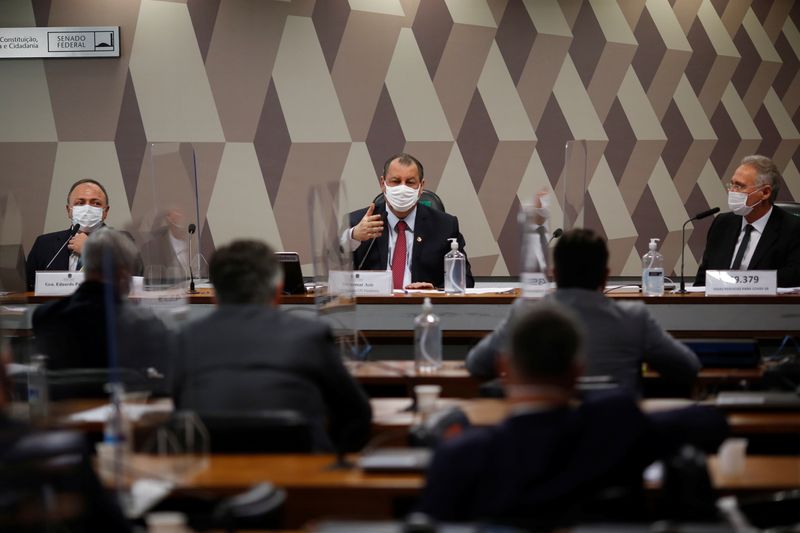 &copy; Reuters. Plenário da CPI da Covid no Senado durante depoimento do ex-ministro da Saúde Eduardo Pazuello
19/05/2021 REUTERS/Adriano Machado