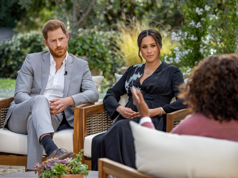 &copy; Reuters. FILE PHOTO: Britain's Prince Harry and Meghan, Duchess of Sussex, are interviewed by Oprah Winfrey in this undated handout photo.  Harpo Productions/Joe Pugliese/Handout via REUTERS/File Photo