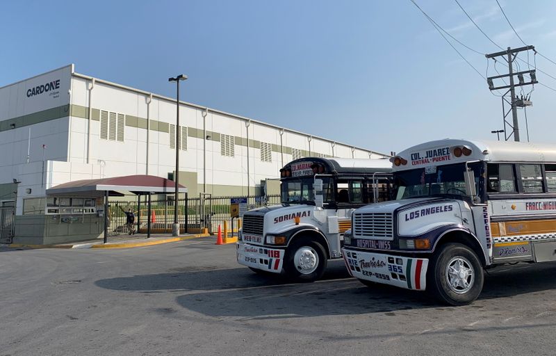 &copy; Reuters. FILE PHOTO: Commuter buses are parked outside the Tridonex auto-parts plant, owned by Philadelphia-based Cardone Industries, in Matamoros, Mexico January 25, 2021. REUTERS/Daina Solomon
